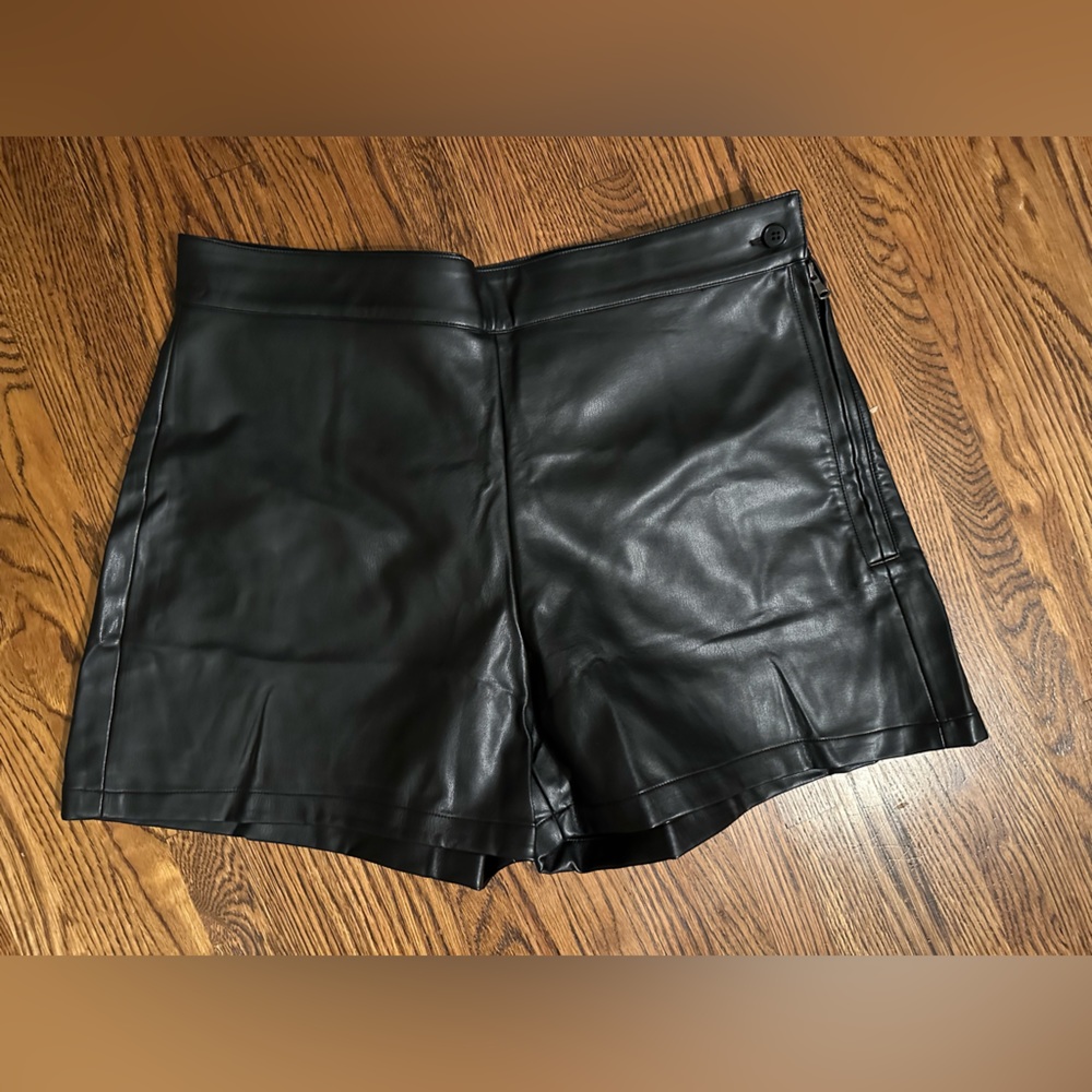 Faux leather shorts
